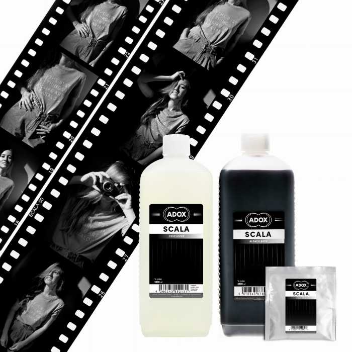 Zestaw odwracalny ADOX Scala Kit proces wywoływania pozytywów czarno-białych