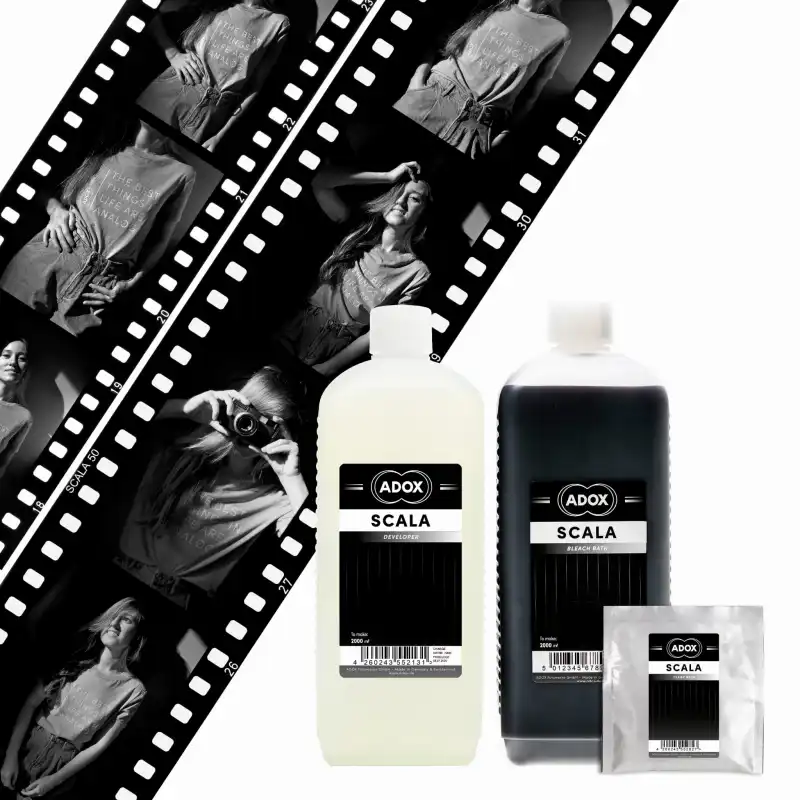 Zestaw odwracalny ADOX Scala Kit proces wywoływania pozytywów czarno-białych
