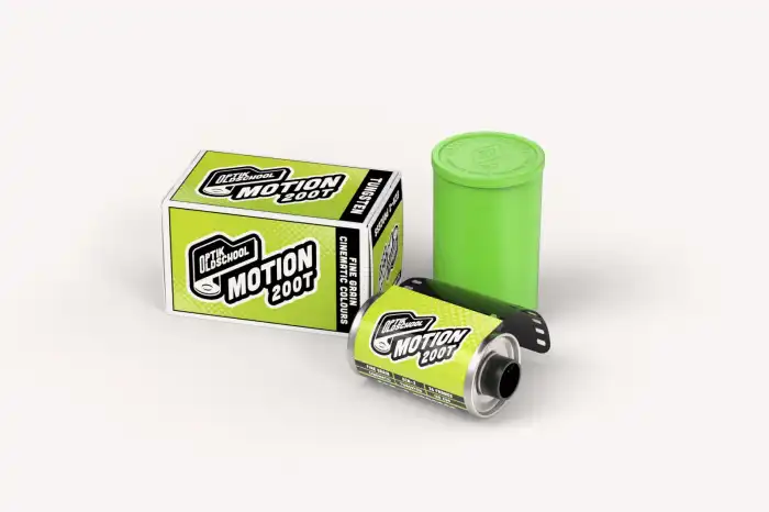 Film kinowy Optik Oldschool Motion 200T kasetka 35mm i metalowa puszka