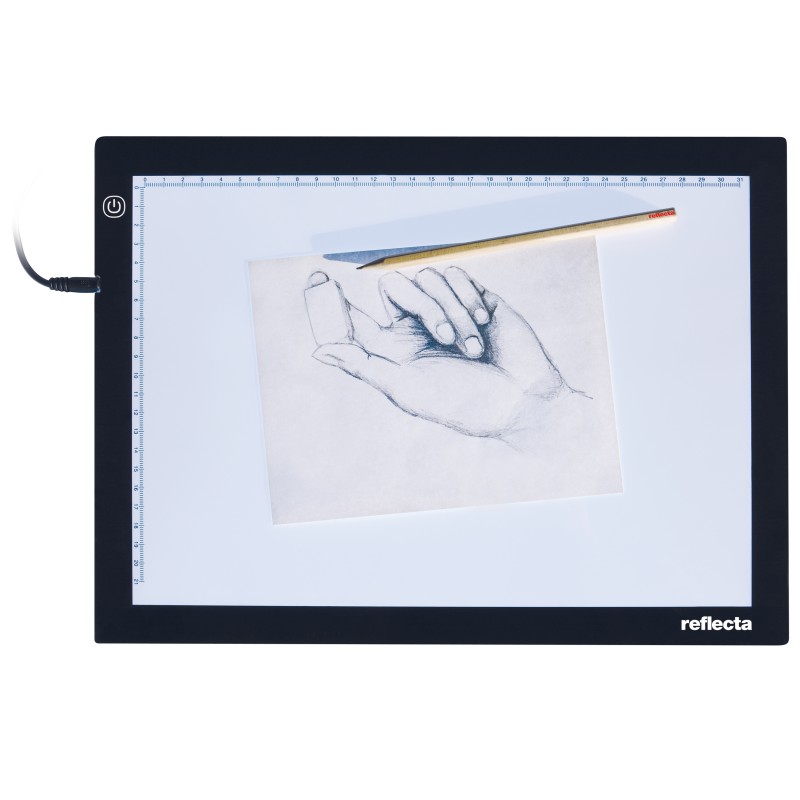Włączony panel oświetleniowy Reflecta LED Light Pad A4